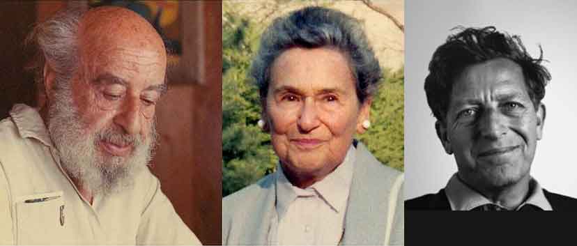 Fritz Perls, Laura Perls e Paul Goodman, principais nomes na fundação da Gestalt-terapia.